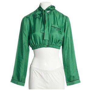 Prada Emerald Green Satin Blouse